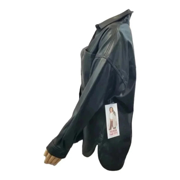 S Size 3/5 Celebrity Pink Women's Pleather Shacket. Multipurpose Jacket/Shacket - Picture 3 of 11